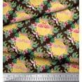 thumbnail image 3 of Soimoi Brown Poly Georgette Fabric Flamingo & Bird Print Fabric by the Yard 42 Inch Wide, 3 of 5