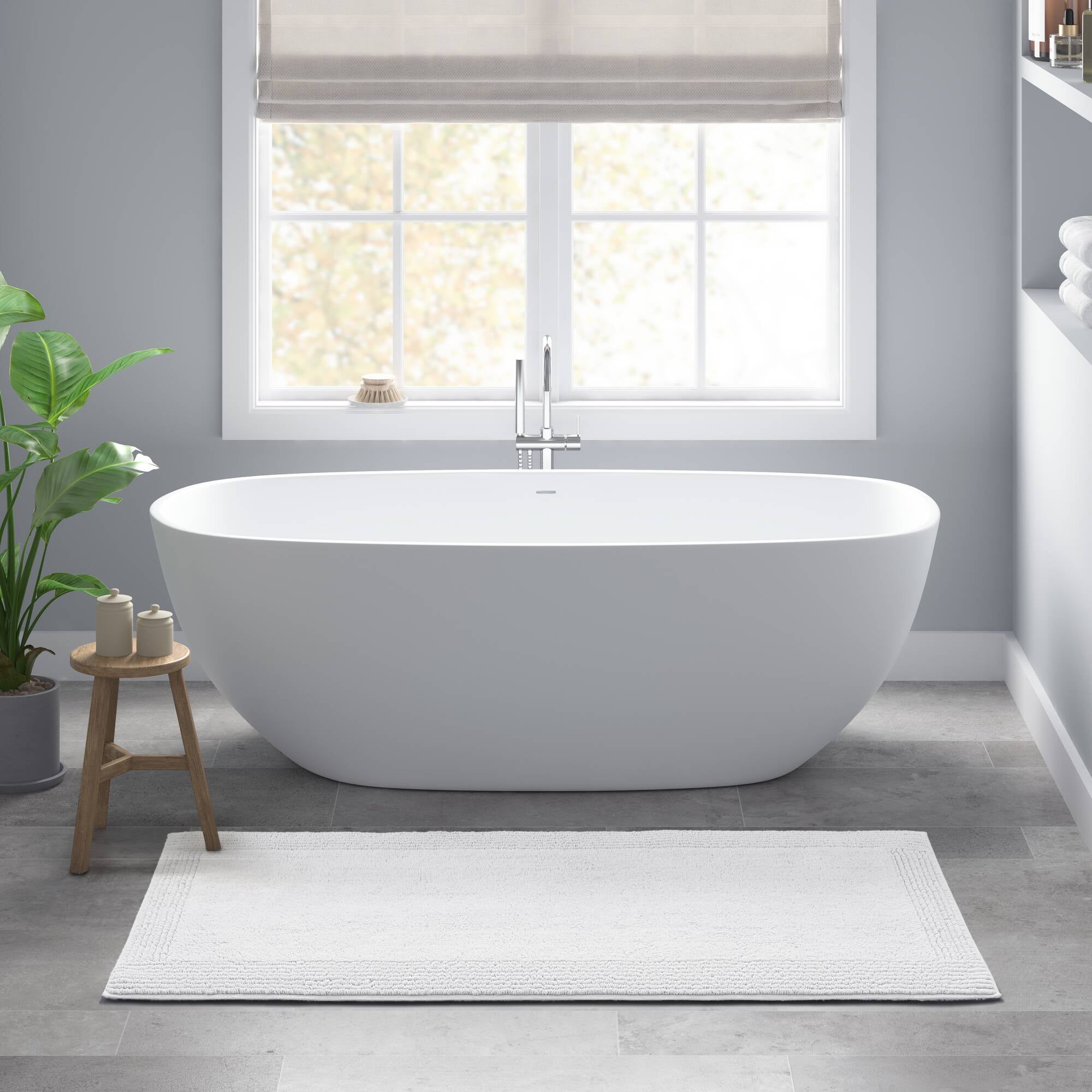 100% Cotton Tufted 3000 GSM Reversible Bath Rug 24x60" White Ultra Plush Dense Machine Washable Long Bathroom Rug Runner