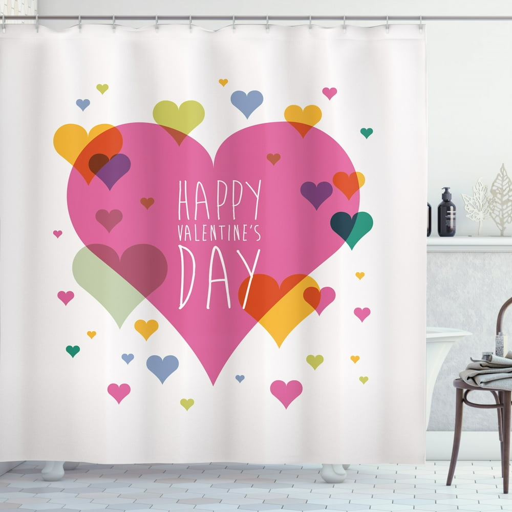 Valentines Day Decor Shower Curtain, Happy Valentine Day Quote Love ...