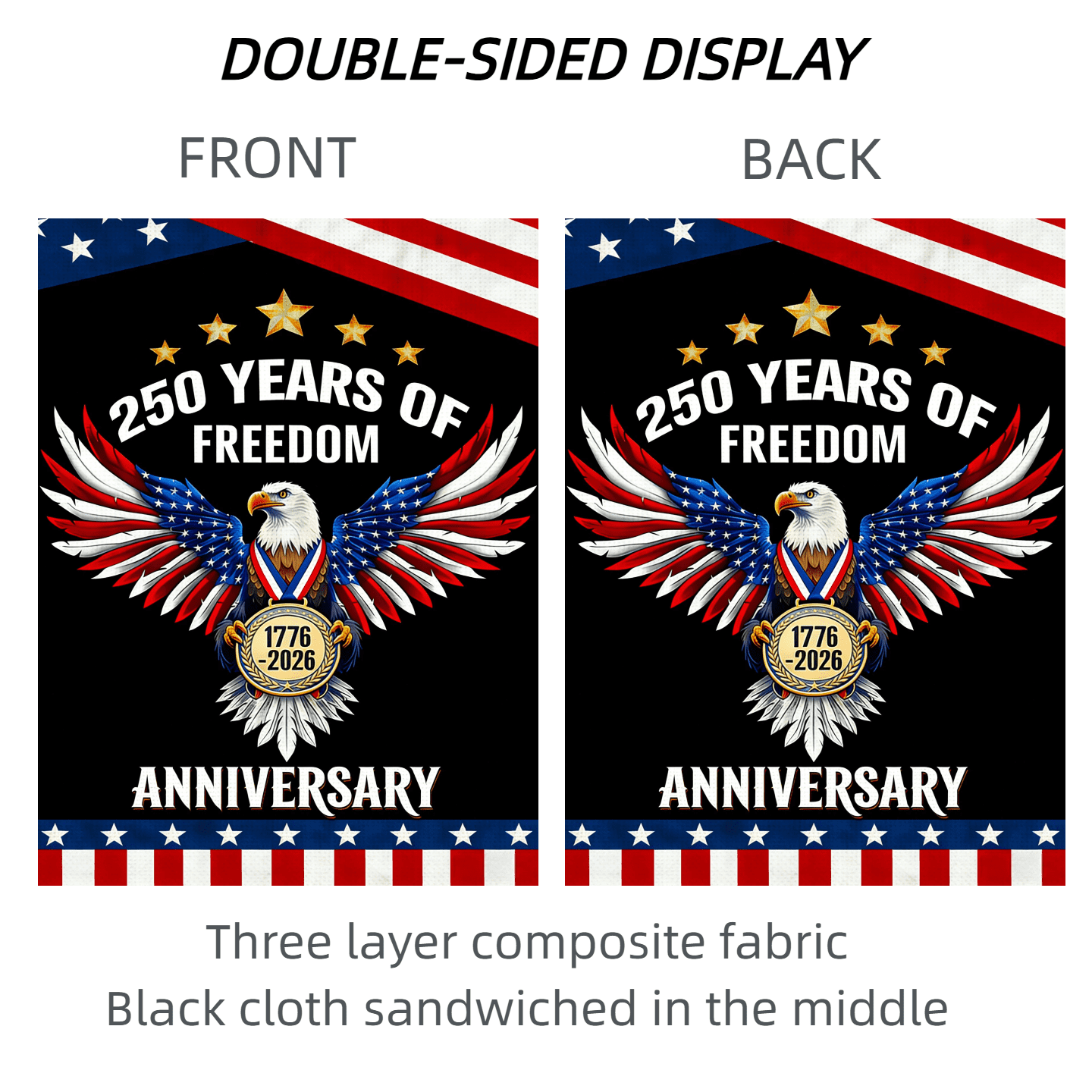 4pcs 250th Anniversary Flag 250 Years of Freedom Flag with Eagle 1776-2026 Patriotic Flags Outdoor Lawn Garden Decor Doubleside Linen