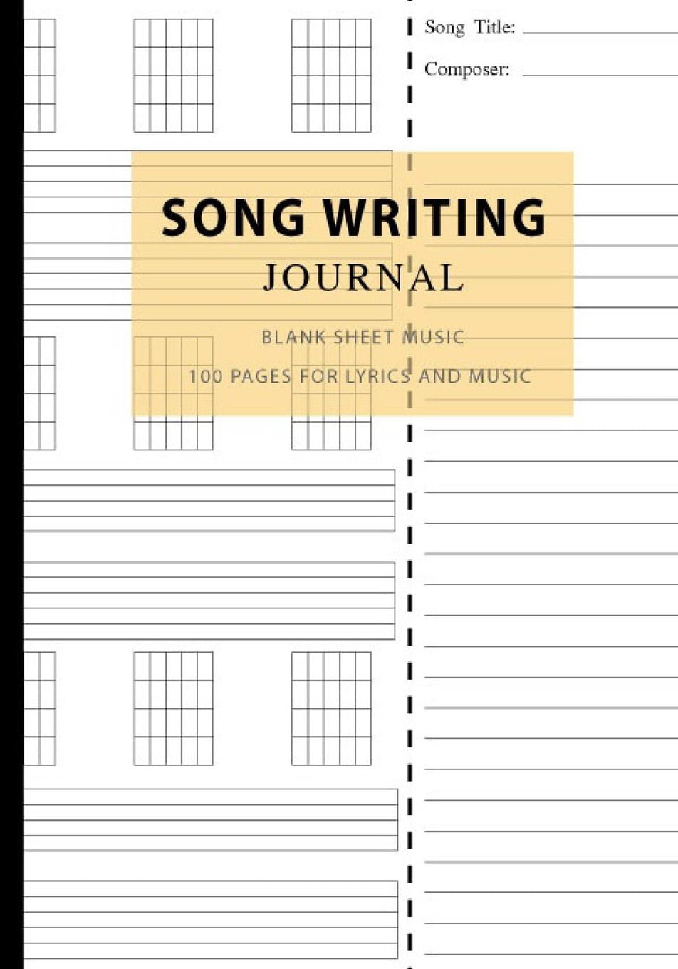 song-writing-journal-blank-sheet-music-100-pages-for-lyrics-and-music