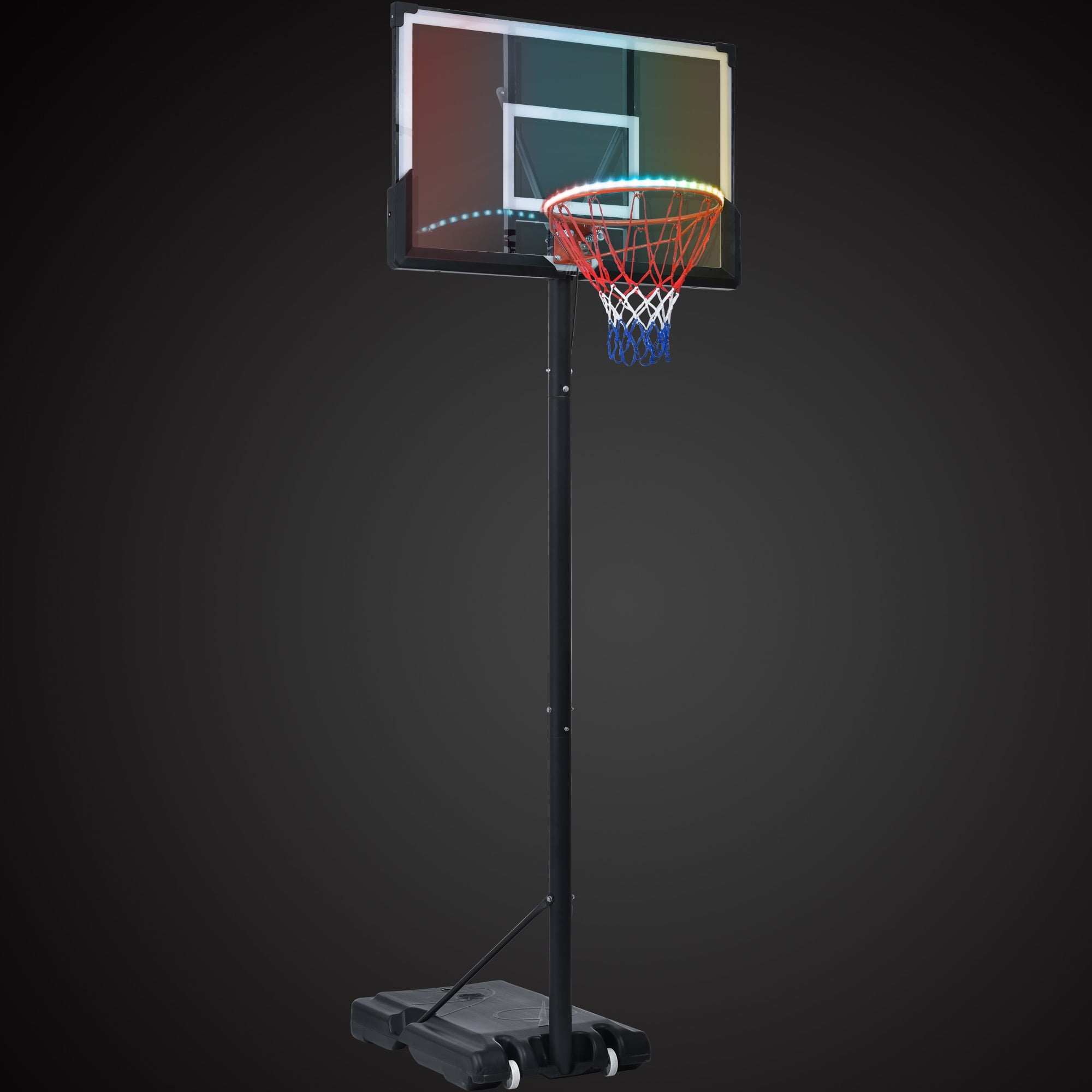 Portable Basketball Hoop 4.76-10ft Height Adjustable with LED Basketball Hoop Lights, for Youth Adults