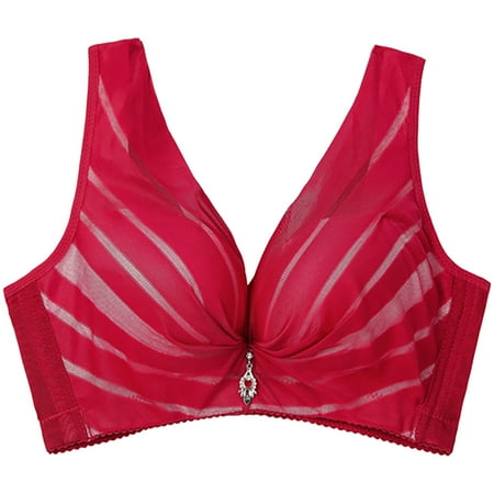 

DNDKILG Womens Bras Mesh T Shirt Bras No Underwire Plunge Constant Push Up Plunge Bra Wine L
