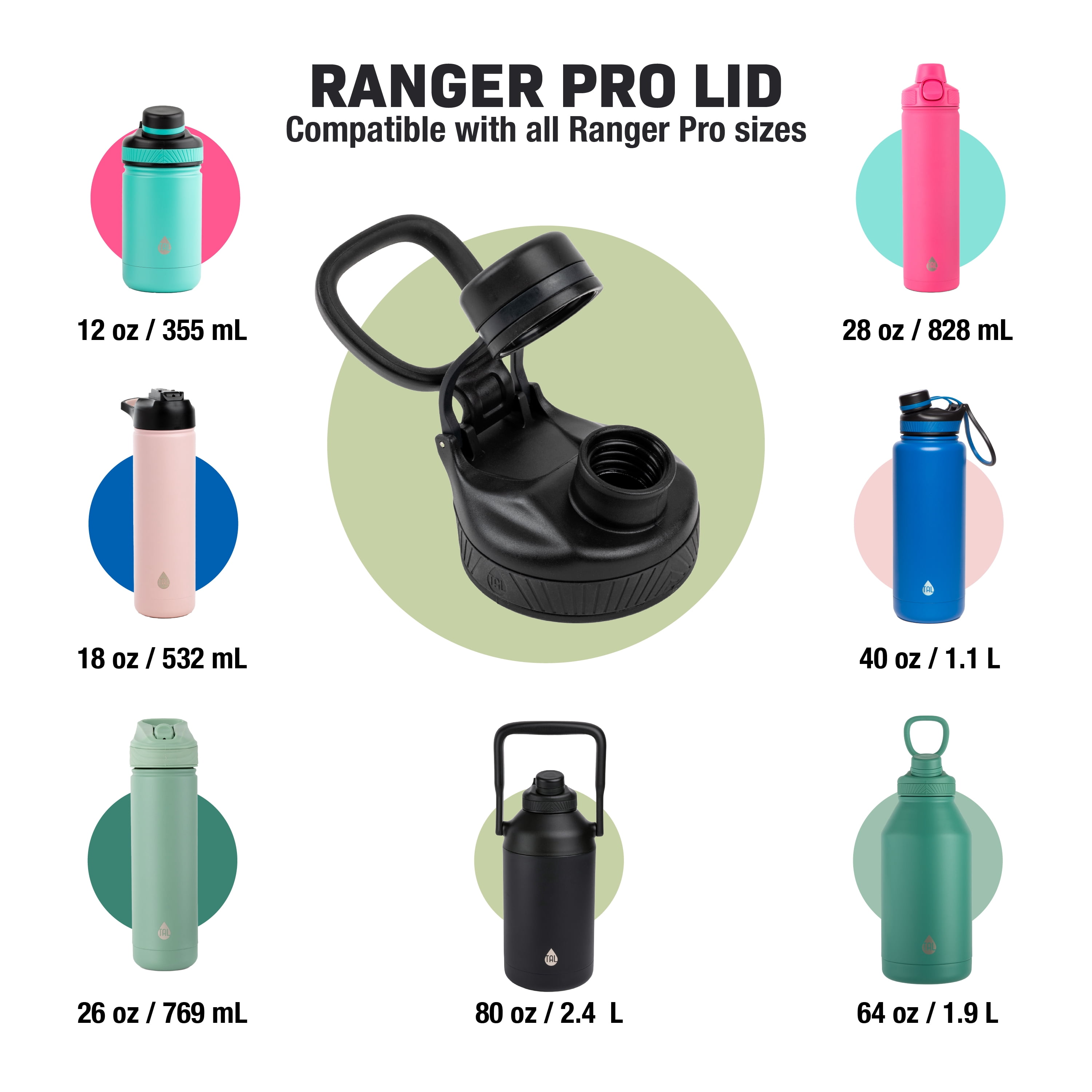 TAL Ranger Pro Replacement Lid for 26oz, 40oz, 64oz Water Bottles and all Ranger Pro Styles