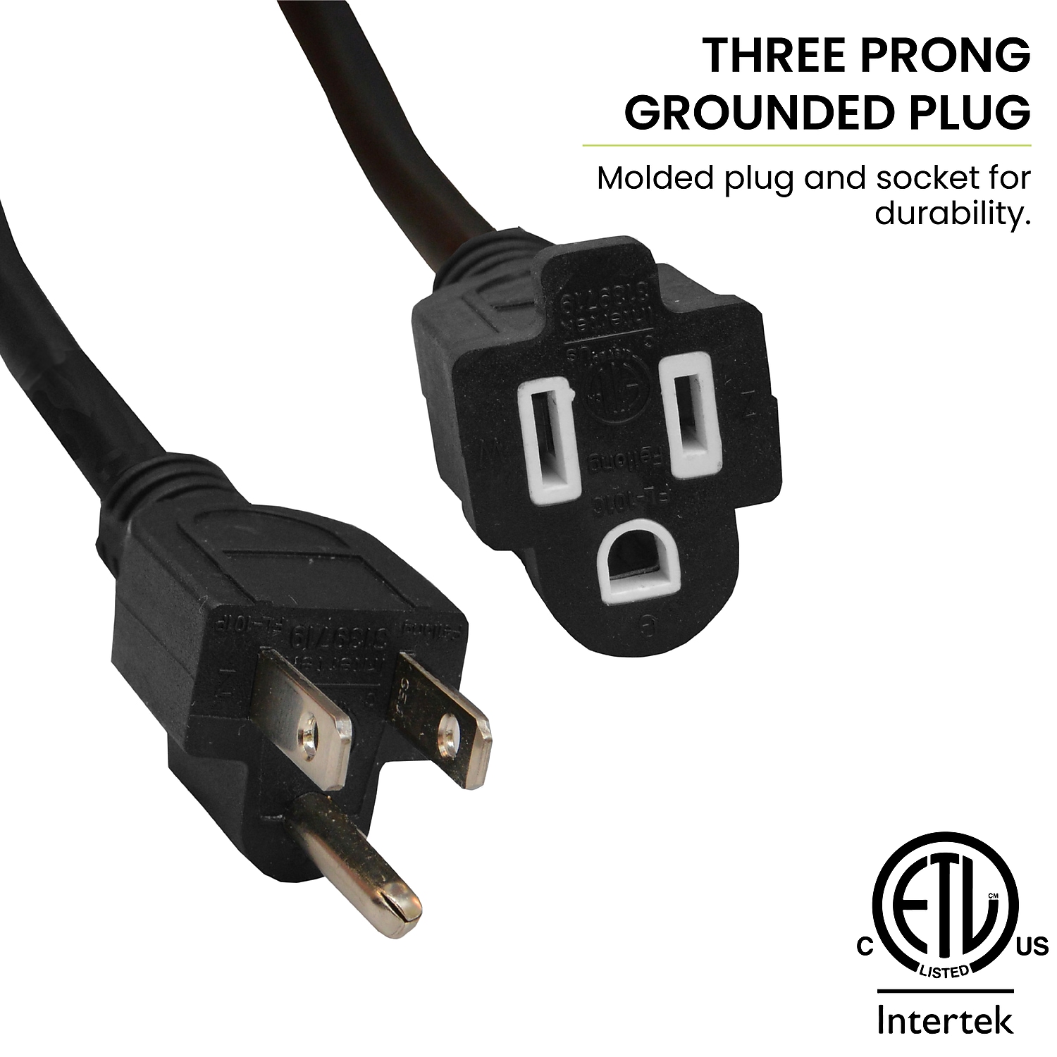 GoGreen Power 16/3 15 ft Black 1 Outlet Heavy Duty Extension Cord