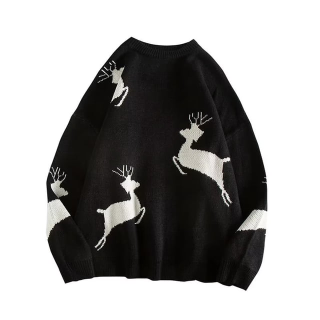 Suéter de pareja de diseño de nicho, prendas de punto de otoño e invierno, suéter de abrigo de ciervo navideño, estilo versátil