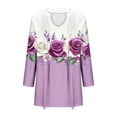thumbnail image 6 of Heisall Womens Tops 2025 Autumn V Neck Loose Casual 3/4 Sleeve T-shirts with Scattered Print and Ruffled Details Fashionable Casual Wear, 6 of 6