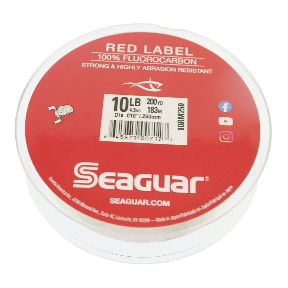 Seaguar Red Label Freshwater Fluorocarbon Fishing Line, Clear, 10Pound