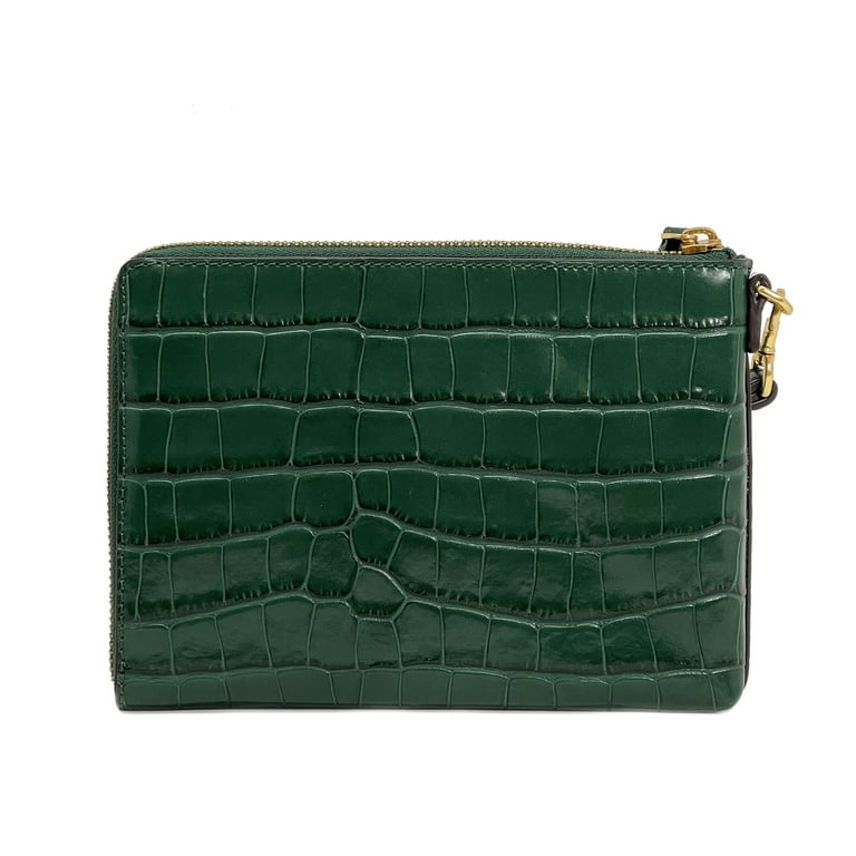 Tory Burch Britten Croc Embossed Leather Large Zip Pouch