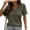 Army Green, variant on Women's Summer Lace Trim V-Neck Button Top, Slim Fit Lightweight Breathable Short Sleeve Fashion Blouse White XL