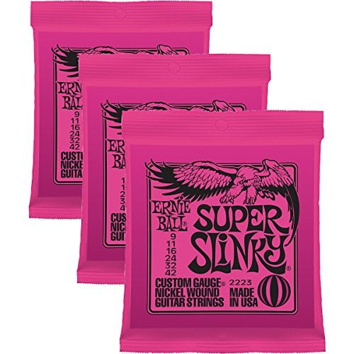 Ernie Ball 2223 Nickel Super Slinky Pink Electric Guitar Strings 3 Pack