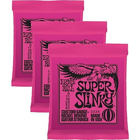 - Ernie Ball 2223 Nickel Super Slinky Pink Electric Guitar Strings 3 Pack
