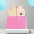 thumbnail image 2 of hoksml Kids Color Block Fleece Vest Boys Girls Zipper Stand-Up Collar Sleeveless Jacket Fall Winter Warm Vest Cardigan, 2 of 6