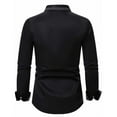 thumbnail image 5 of Stamzod Dressy Shirts for Men Fashion Solid Color Summer Long Sleeve Stretch Wrinkle-Free formal Shirt Business Casual Button Down Shirts Black L, 5 of 7