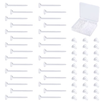 Formulen 3mm Clear Plastic Earring Findings Set - 50 Pairs, Hypoallergenic For Sensitive Ears & Sports