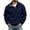 Navy #29, variant on Men Jacquard Knit Sweatshirt Pullover Quarter Button Stand Collar Elbow Patches Long Sleeve Relaxed Fit Fall Winter Casual Tops