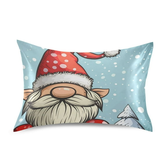 Satin Pillow Case Christmas Dwarf in Winter Standard Silk Pillow Cover for Hair and Skin Envelope Closure 20"x26"
