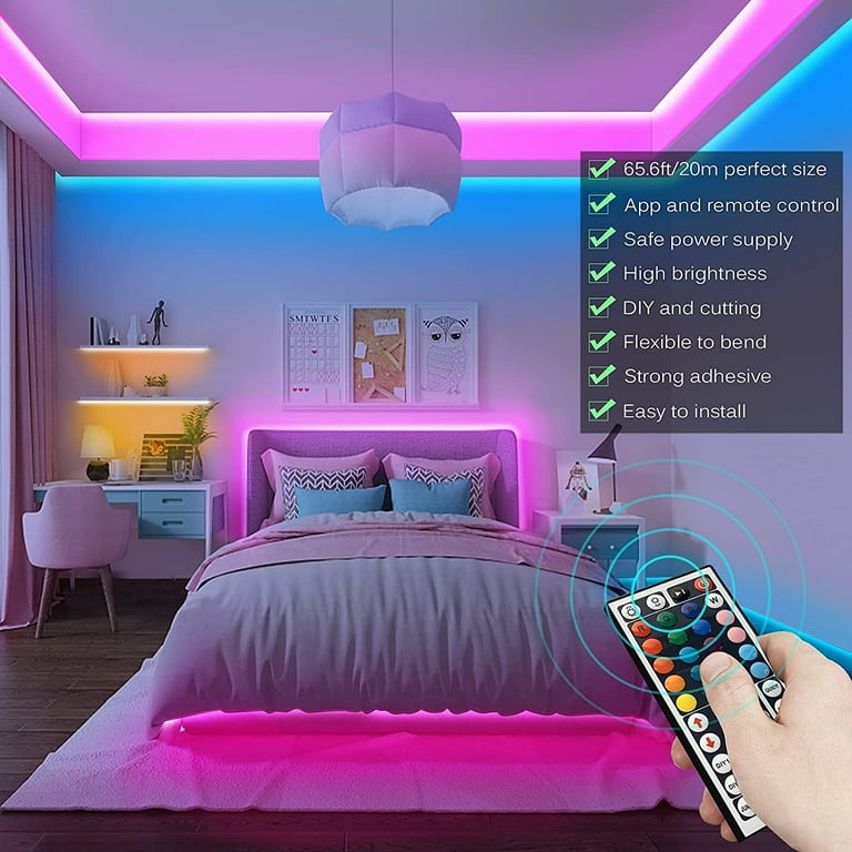 Tenmiro LED Lights for Bedroom, Music Sync LED Rope Lights App Control with Remote, RGB LED Strip Lights for Room Kitchen Party Home Decoration (