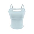 thumbnail image 1 of Camisole pour Femmes, Couleur Unie Col Rond avec Coussin de Soutien-Gorge Intégré, Tissu Polyester, Haut Léger Décontracté, Respirant pour l'Été, Design Ajusté, 1 of 6