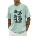 thumbnail image 1 of Camisas de Manga Larga para Hombres Imprimir Casual Cuello Redondo Blusa de Manga Corta, Camisas de Lino para Hombres, 1 of 8
