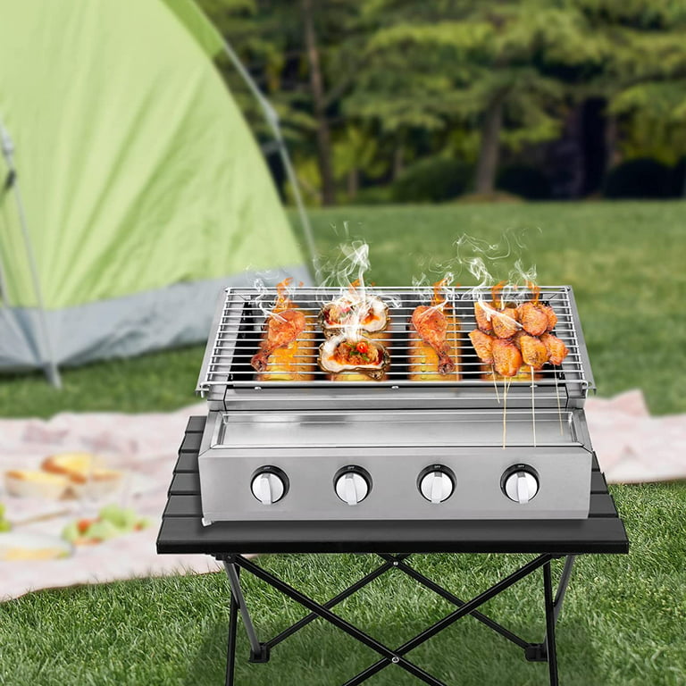 Portable BBQ Grill Gas Stove 4-Burner Outdoor Indoor Home Picnic