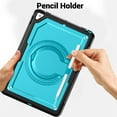 thumbnail image 5 of Shockproof Case for Apple iPad 9th 8th 7th Gen 10.2 Inch, Hybrid Protective Cover with Pencil Holder & Shoulder Strap Kids Friendly Rotating Kickstand Case for iPad 10.2" 2021/2020/2019,Lightblue, 5 of 8