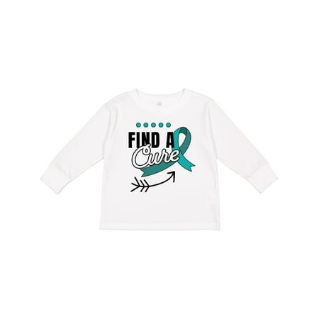 

Inktastic Find a Cure Ovarian Cancer Awareness with Arrow Gift Toddler Boy or Toddler Girl Long Sleeve T-Shirt