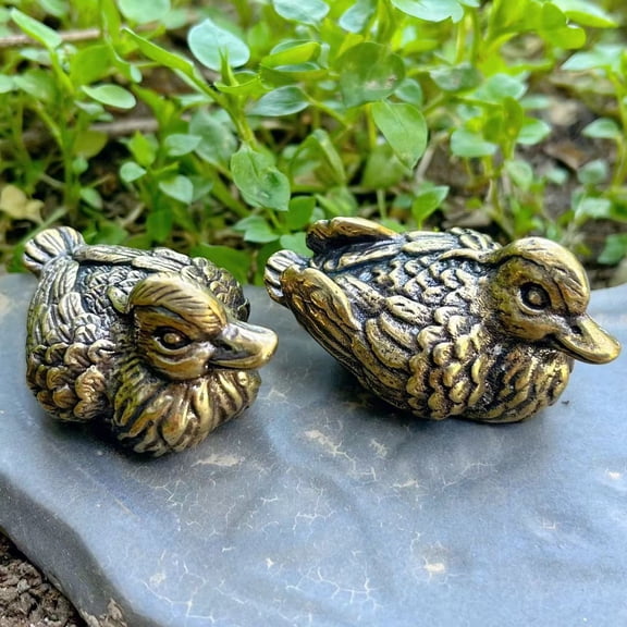 A Pair Brass Cute Delicate Mandarin Duck Sculpture Copper Duck Table Copper Statue Art Craft, Mini miniature Collect mandarin duck Ornament
