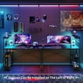 thumbnail image 4 of Bestier 52 inch Gaming Computer Desk with LED Lights & Shelves Adults, Black, 4 of 10
