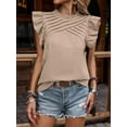 thumbnail image 5 of Women's Ruffle Short Sleeve Pleated Crew Neck Top Pullover, 5 of 6