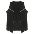 thumbnail image 6 of inhzoy Womens Western Cowgirl Tassels Vest Sleeveless Fringe Waistcoat Black S, 6 of 8