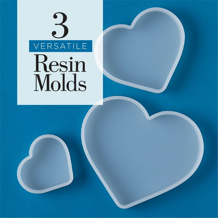 WTpin 2 Pieces Heart Shape Silicone Molds, 3D Epoxy Resin Mold, Two Sizes,  For Crafts
