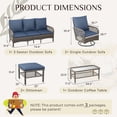 thumbnail image 3 of AECOJOY 6PCS Outdoor Wicker Patio Furniture Set, 7-Seat Sectional Sofa with High Back Swivel Rocker Chairs & Ottoman for Deck, Yard, Poolside,Dark Blue, 3 of 10