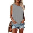 thumbnail image 2 of Yuzhih Women's Tank Tops 2024 Trendy Solid Comfy Tshirts Round Neck Sleeveless Loose Soft Basic Tops, 2 of 2
