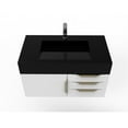 thumbnail image 3 of Castello USA Nile 36" White Wood Floating Vanity with Black Top and Gold Trim, 3 of 8