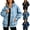 Black, variant on Oversized Hooded Denim Jackets for Women Long Sleeve Drawstring Casual Outerwear Zip Up Streetwear Coat with Kangaroo Pockets