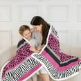 thumbnail image 5 of Zebra Stripes Sherpa Blanket Leopard Print Throw Blanket Kids Girls Pink Black White Zebra Leopard Fur Plush Blanket Ultra Soft Decor Wild Animal Skin Fuzzy Blanket for Sofa Bed Couch,Baby 30x40 Inch, 5 of 7