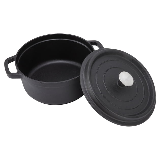 Olla de Hierro Fundido, Buena RETENCIÓN DE CALOR INCLUSO CALENTAMIENTO DE DOBLE BUCLE DE HUNNO HOLANDÉES 24 CM PARA COCINA