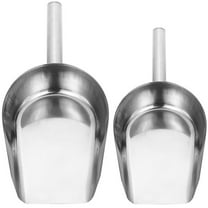 Qijita 2pcs Flat Bottom Ice Cube Shovel Stainless Steel Home Grain Safe Kitchen Utility Scoops