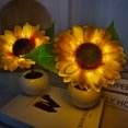 thumbnail image 4 of Lámparas de flores, luces de mesa de maceta de girasol realistas en la ventana de la cama de la mesa, luz de paisaje nocturno para el dormitorio del patio (1PC), 4 of 5