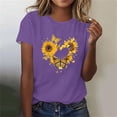 thumbnail image 2 of KIHOUT Nouveau Haut de Mode d'Été pour Femmes 2025, Haut Décontracté à Manches Courtes Imprimé Floral Col Rond Violet 2TG, 2 of 4