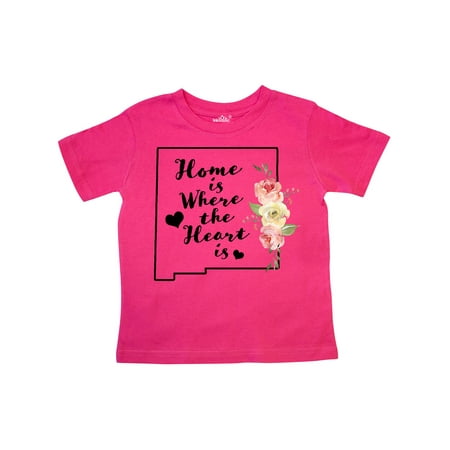 

Inktastic New Mexico Home is Where the Heart is with Watercolor Floral Gift Toddler Boy or Toddler Girl T-Shirt