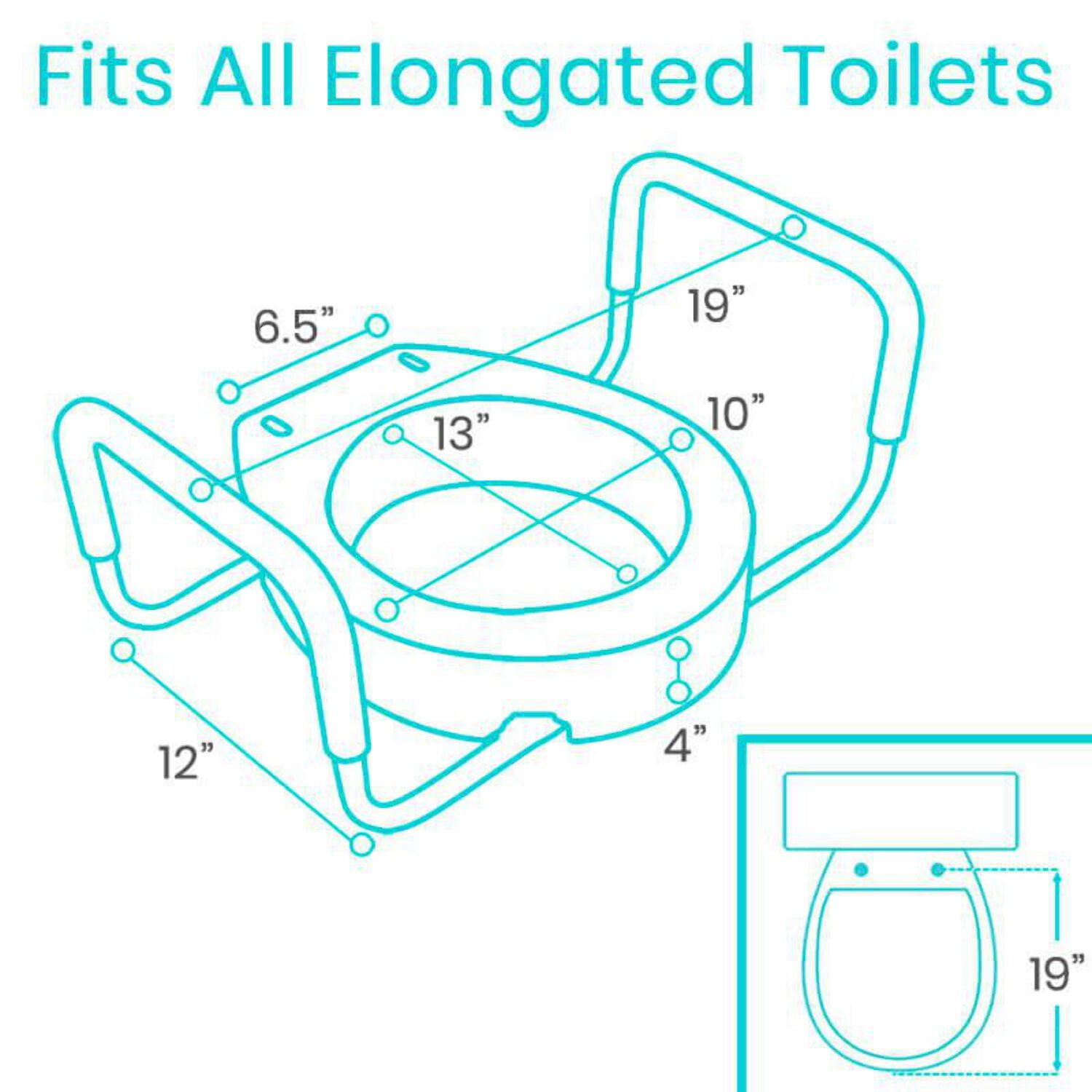 Vive Toilet Seat Riser with Arms – AAA Mobility Specialist