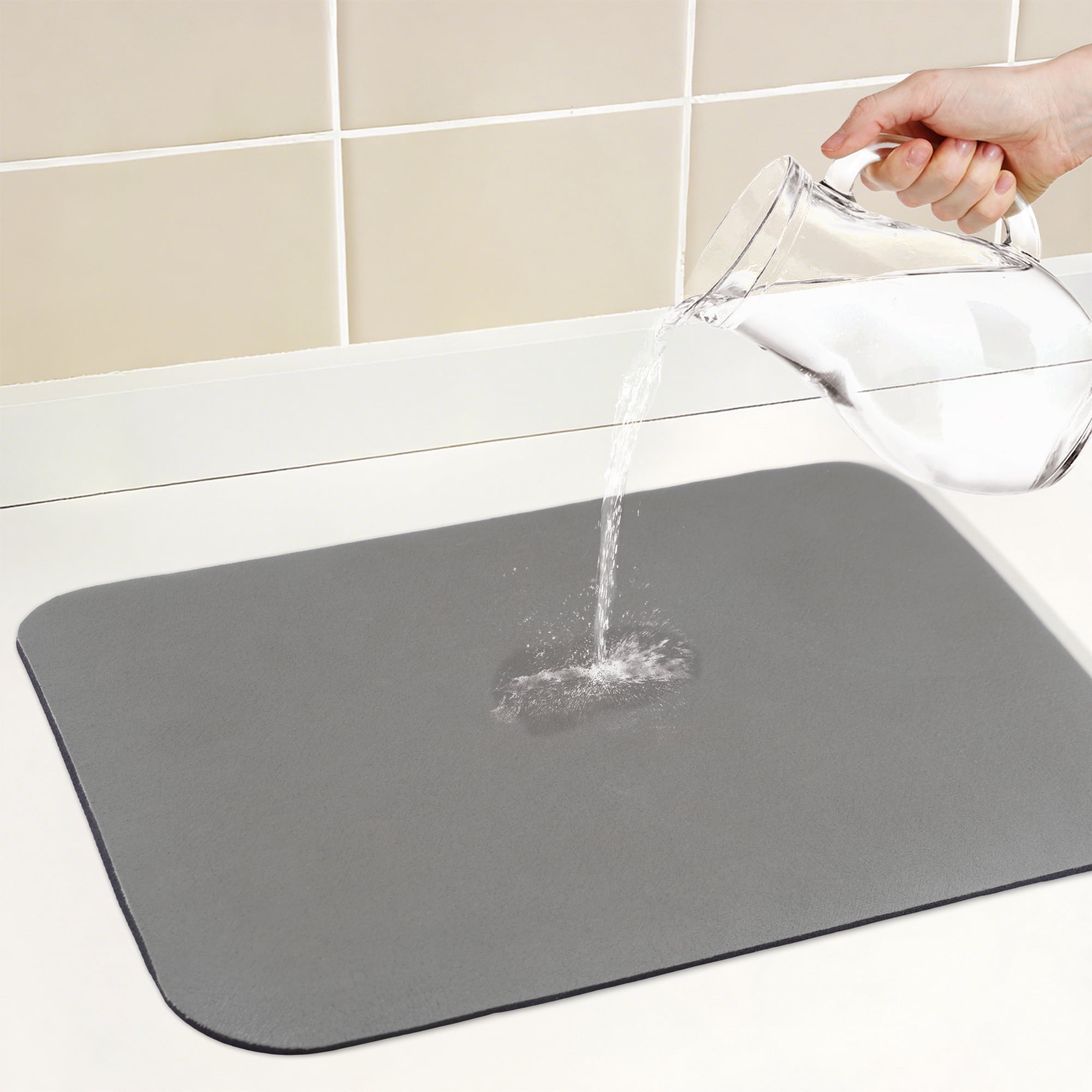 Unique Bargains Large Quick Dry Coffee Bar Mats for Countertop Dark Gray 19.7*15.7 inch