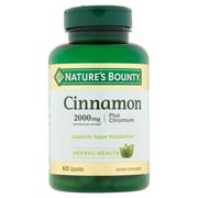 Natures Bounty Cinnamon Supplement + Chromium , 2000mg, 60 Capsules