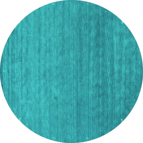 Ahgly Company Indoor Round Abstract Turquoise Blue Contemporary Area Rugs, 6' Round