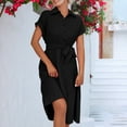 thumbnail image 6 of ZZwxWA Womens Summer Solid Color Button Front Dresses Casual Maxi Work Dress Side Slit Sexy Dress with Belt High Waist Evening Cocktail Party Formal, 6 of 6