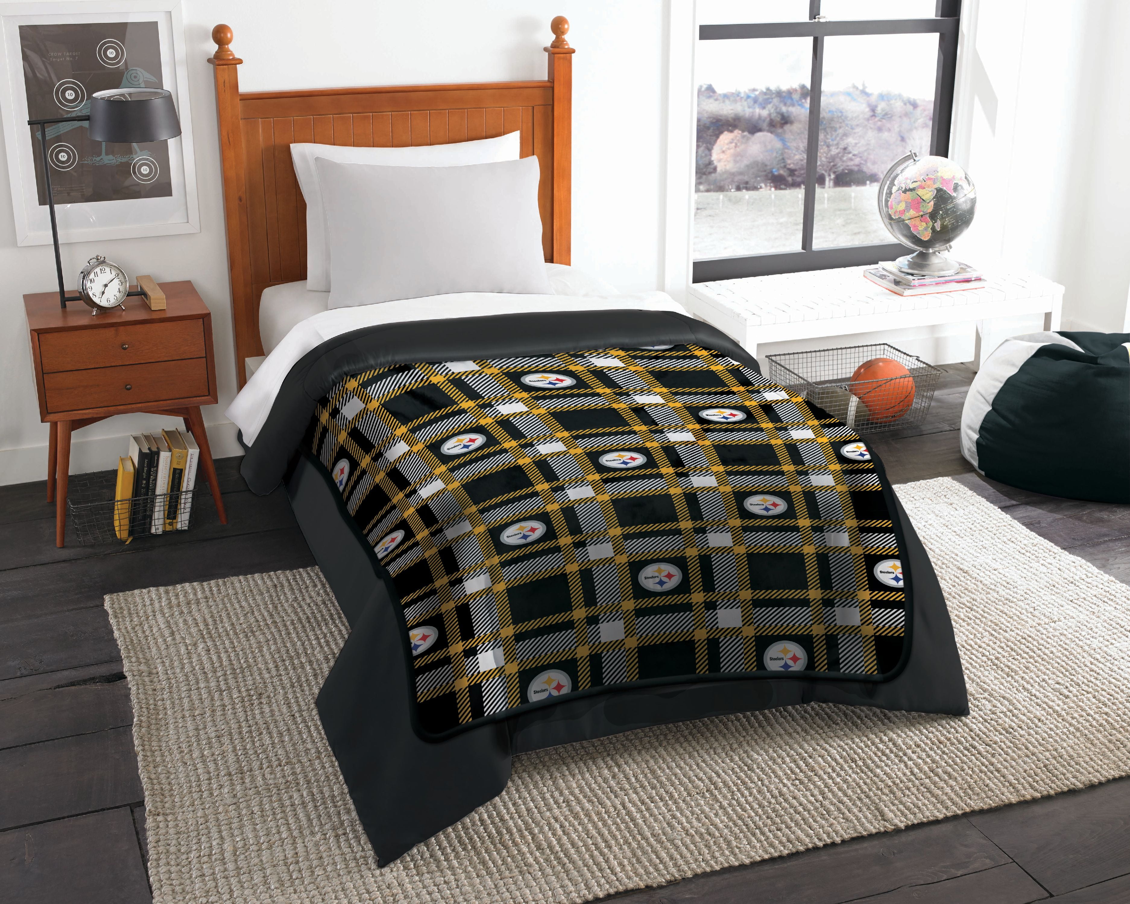 Nfl Pittsburgh Steelers Plaid Repeat Oversized Micro Rachel Throw Blanket 55 X 85 Walmart Com Walmart Com