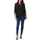 thumbnail image 2 of INSPIRE CHIC Blusa Casual Elegante de Manga 3/4 con Cuello en V y Dobladillo Asimétrico de Chiffon L Negro, 2 of 5