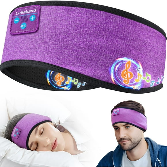 SHIQI-Sleep Headphones Bluetooth Headband-Sleeping Mask Wireless Earphones with HD Stereo Speaker Cool Tech Gadgets Gifts for Travel Workout Running Sports Meditation (Light Purple)